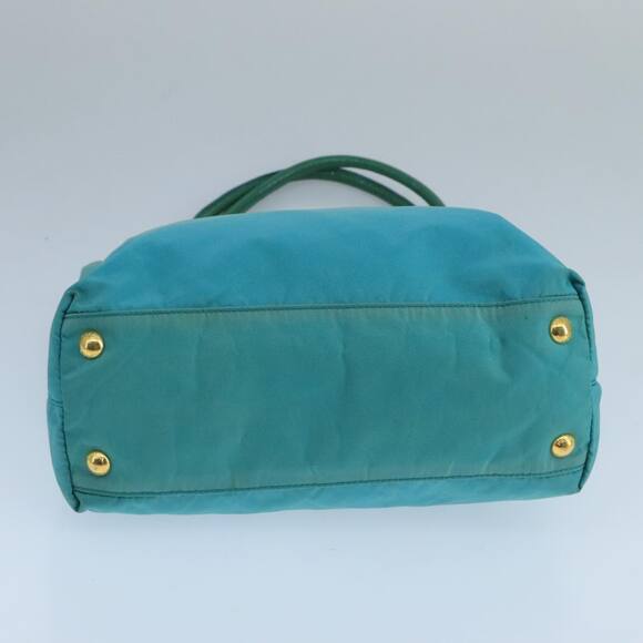 PRADA Tote Bag Nylon Turquoise Blue Gold - Picture 5 of 16
